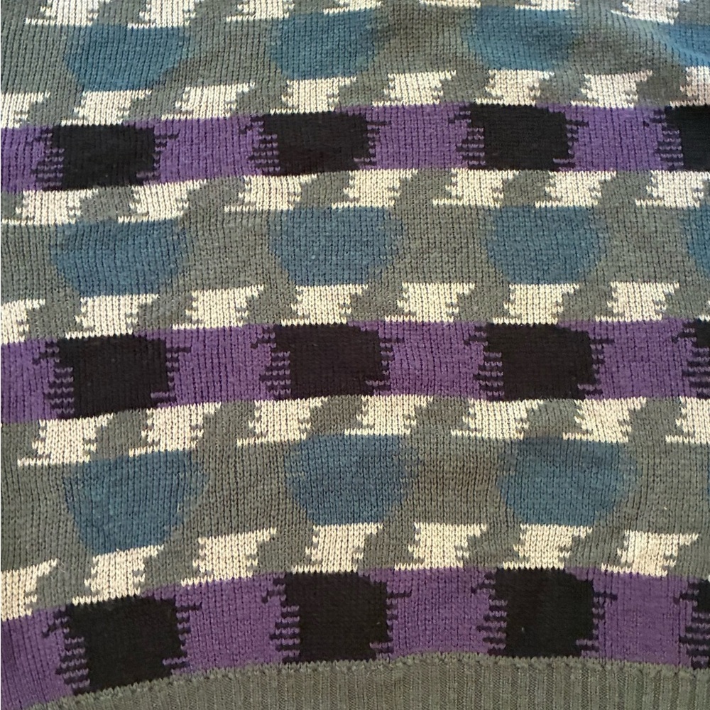 Vintage Weeds Sweater 90s Cosby Grandpa Abstract Geometric Acrylic Pullover L - Picture 8 of 11